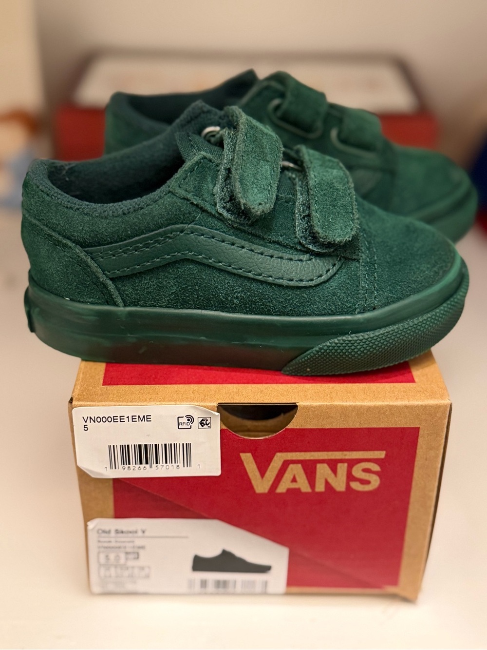 Vans toddler Green Old Skool V Hook-and-Loop Sneakers